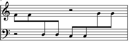 Screenshot of cross-staff beam notation