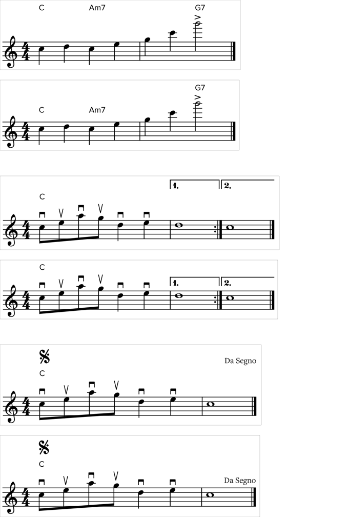 Screenshot of notation