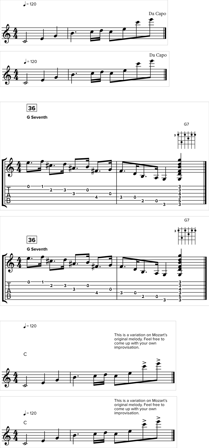 Screenshot of notation