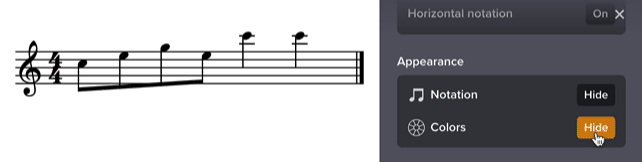 Animation of colors being toggled in music