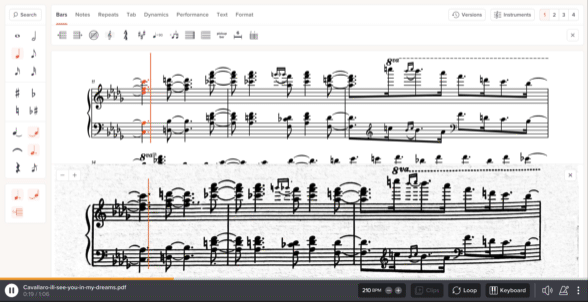 Animation of notation synced with original image