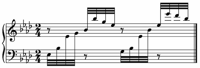 Screenshot of cross-staff piano notation