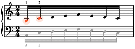 Animation of notes moving between staves